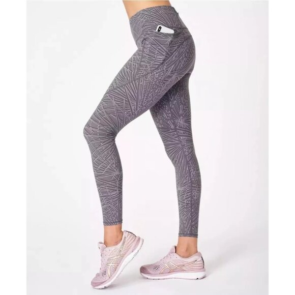 Sweaty Betty Power Pocket Workout 7/8 Leggings Moonrock Purple Palm Womens XS - Picture 10 of 11